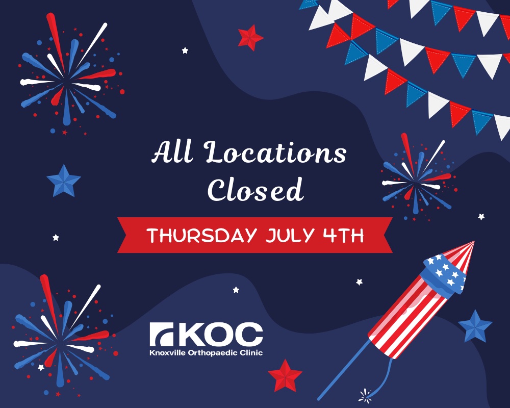 Graphic saying Ortho Tennessee is Closed on July 4th